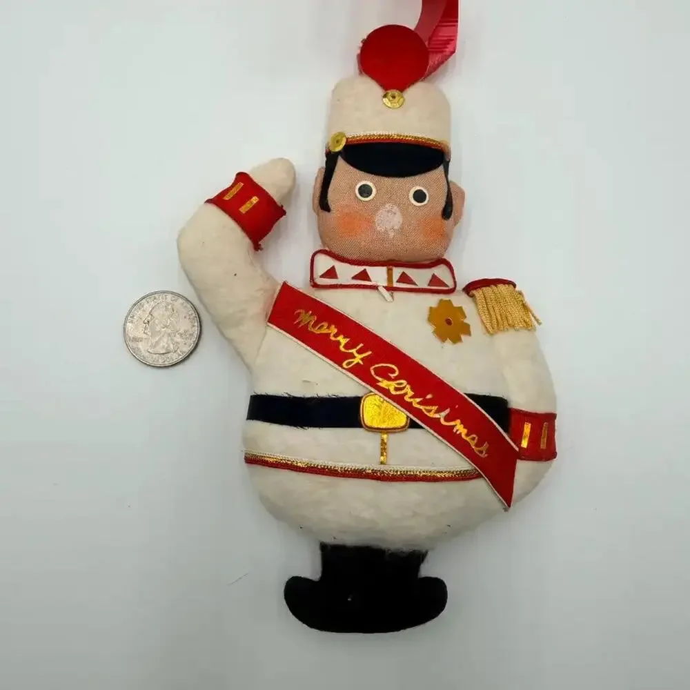 Vintage Christmas Ornaments Lot 3‎ Santa Tractor Felt Soldier Ceramic Face Decor